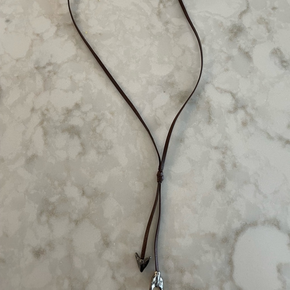 Leather and sterling silver necklace